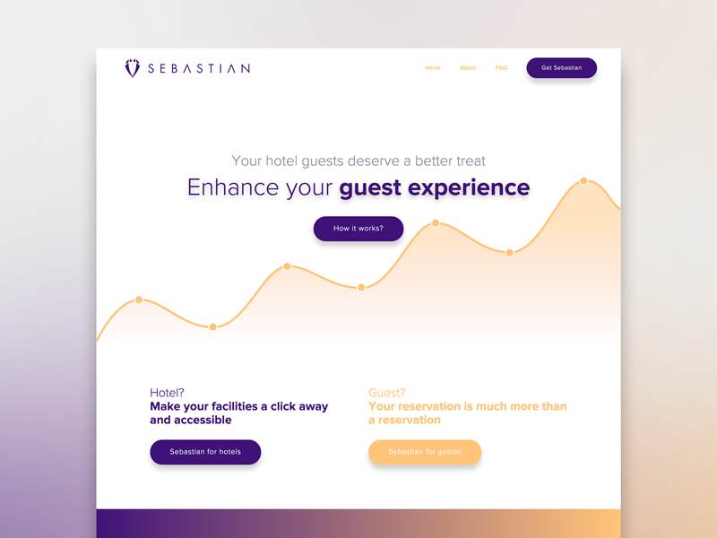 Sebastian landing page bootstrap flat hotel landing page minimal orange purple responsive shadow travel ui website