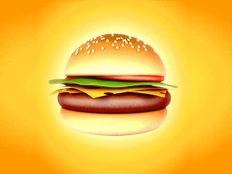 3D Hamburger Slowly 3d c4d cartoon design digital art hamburguer illustration motion design sandwich slow motion