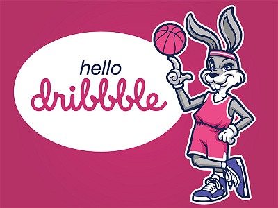 Hello Dribbblers bazzier bunny debut logo maskot sportlogo vector