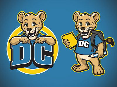Cody the lion bazzier branding cartoon character identity lions logo mascot school