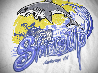 Shirtsup Shark alaska anchorage bazzier cartoon illustration merchandise screen printing t shirt tees