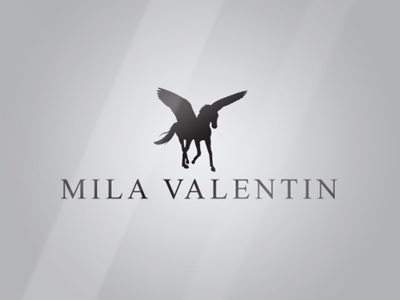 Mila Valentin, logo clothing glass horse logo mila valentin simple stamp unicorn wings