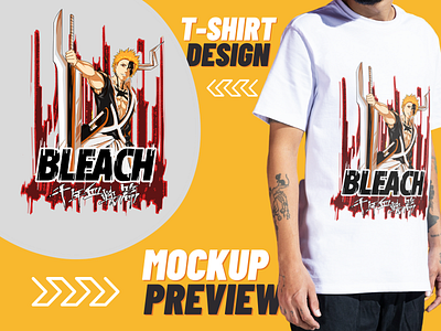 Bleach T-shirt Design anime bankai bleach graphic design ichigo kurosaki illustration manga merchandise mockup pod t shirt design tshirt