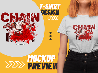 Chainsaw Man T-shirt Design anime chainsaw man chainsawman denji design devil illustration manga merchandise mockup pod t shirt t shirt design tshirt