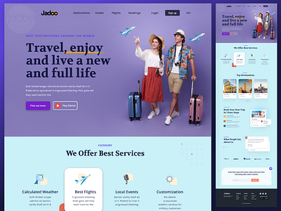 Travel, enjoy and live a new and full life landing page