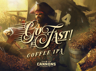 Go Fast Coffee IPA - 14 Cannons Brewing beer coffee illustraion