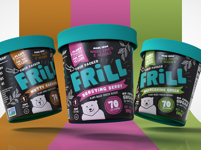 Frill Frozen Desserts branding conatainer dessert food healthy ice cream packaging
