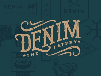 Denim the Eatery bbq branding distressed dtla food logo restaurant retro smoked vintage weathered western