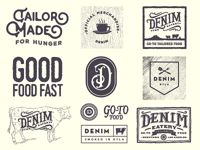 Denim Eatery - Secondary Branding Elements bbq branding dining food logo meats restaurant typography western