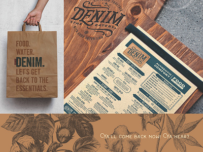 Denim The Eatery Menu & Bag bag branding food menu restaurant