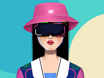 The girl in Virtual Reality_Vol2 abstract adobe illustration art artwork character clean colorful design drawing flat graphic design illustration minimal photoshop simple womenart