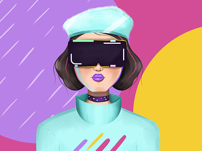 The girl in Virtual Reality_Vol3 abstract adobe adobe illustration art artwork character clean colorful design drawing fashion flat graphic design illustration minimal nft photoshop simple vector womenart