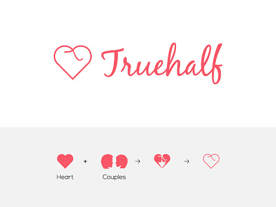 Truehalf Logo brand dating identity logo typography