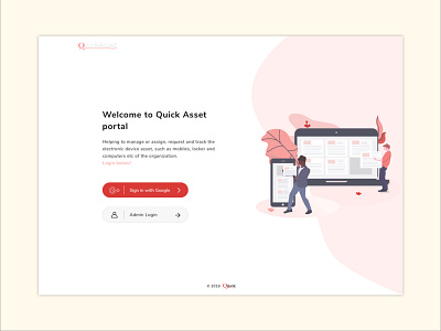 Landing page design- for Quick Asset portal in the organisation illustration interaction design landing page minimal minimal design red sketch uidesign user inteface ux design visual design web application web design