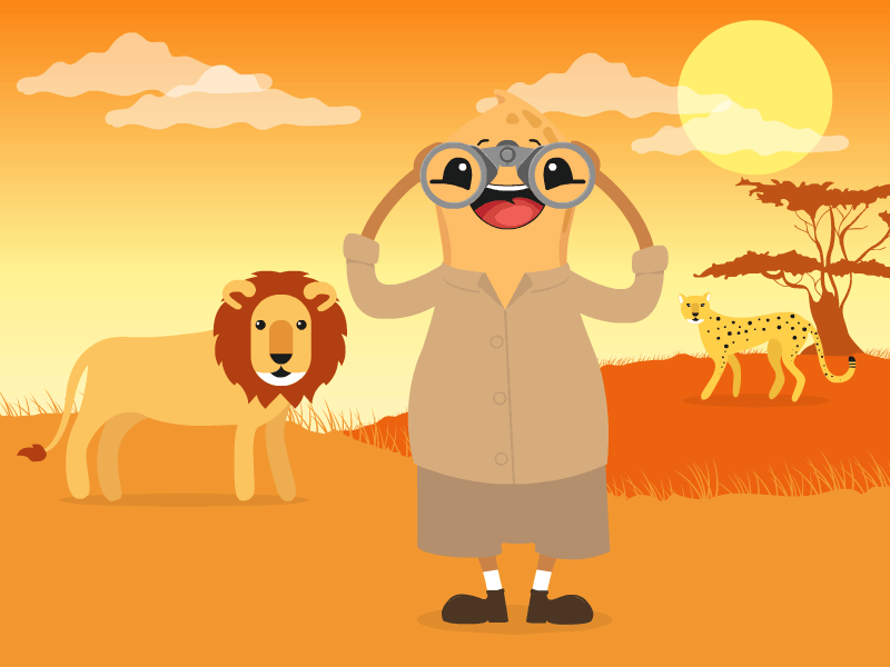 Pablo On Safari animation bingo cheetah circus gif illustration lion peanut safari