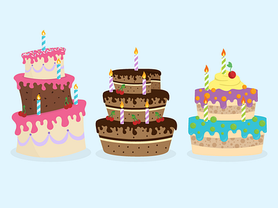 Cake! birthday cake candle chocolate icing illustrator treat