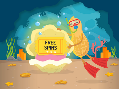 Under The Sea bingo circus clam flat ocean peanut sea snorkle swim ticket under water