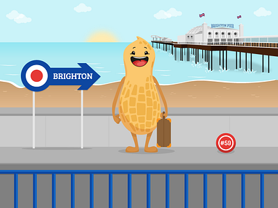 Number 59 - The Bighton Line beach bingo brighton call circus design flat illustration peanut pier sea