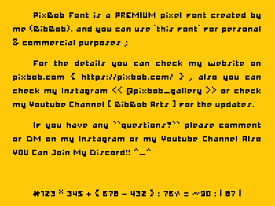 PixBob Mini - Premium Pixel Font (Sample Paragraph) bibbob