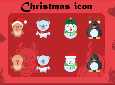 Christmas Icon sticker set christmas christmas art christmas illustration cute deer design graphic design illustration red santa stickers winter