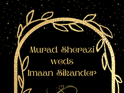 Black and gold royal wedding invitation design