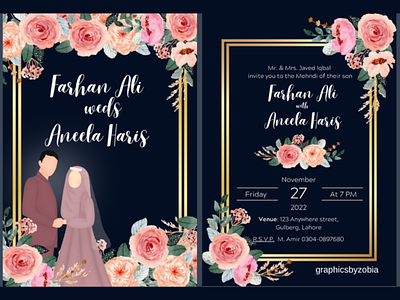 Floral Wedding Card Design | Graphicsbyzobia