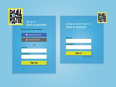 Sign up prompt for Dial-A-Poster dailyui dial a poster form sign up ui