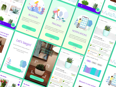 UI Design for Blossom App android app app concept app screens gardening gardening app material design ui design