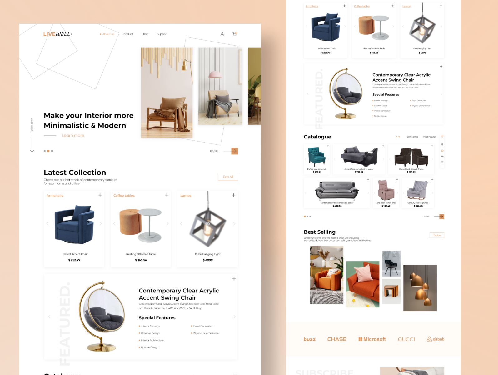 LiveWell Corporate website for a furniture brand by Mahnoor Asghar on