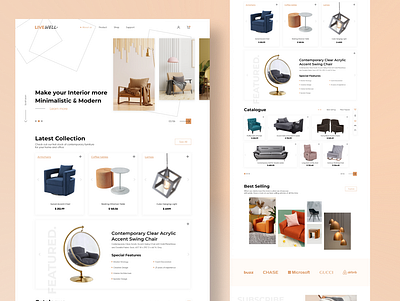 LiveWell- Corporate website for a furniture brand branding corporate website design ecommerce website figma furniture brand hero section landing page ui ux website design website ui