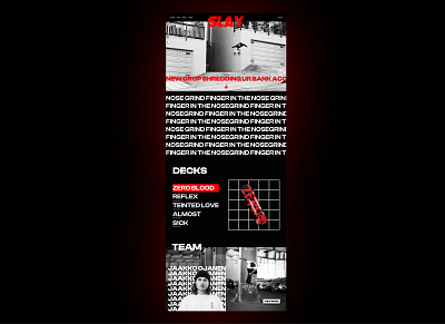 SLAY - Homepage for a skateboard brand & team branding graphic design ui