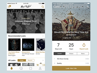 Has It Leaked App Concept app hasitleaked ios mobile music releases