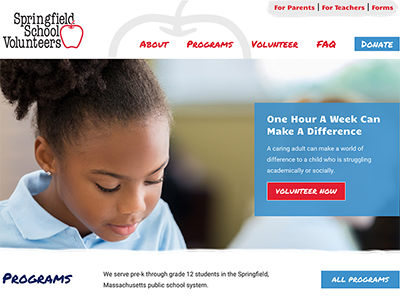Springfield School Volunteers expressionengine mobile friendly nonprofit volunteer website