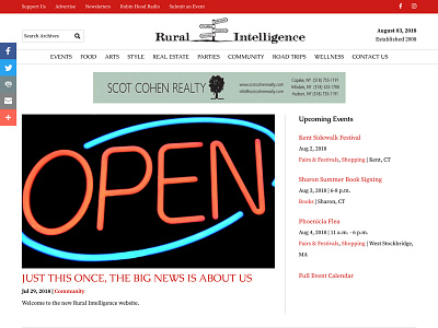 Rural Intelligence new england news website responsive design website design