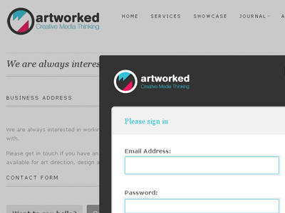 ArtWorked's client admin area admin login artworked overlay riad kanane