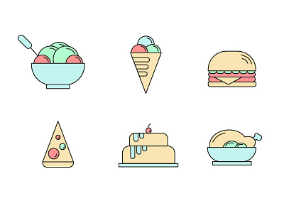 Food icons design flat food icons icon icons set vector
