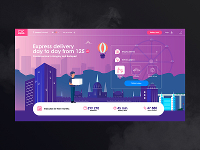 c2c | home page delivery platform 2d admin city company design flat graphic illustraion page platform service site ui ux ux ui web web design
