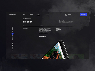 webland digital | case case case design company dark design design app digital gradient it modile page project service site smoke studio ui ux web work