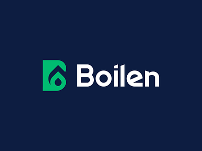 LOGO Boilen Letter B + Drop (gas, oil) + Leaf (Ecology)