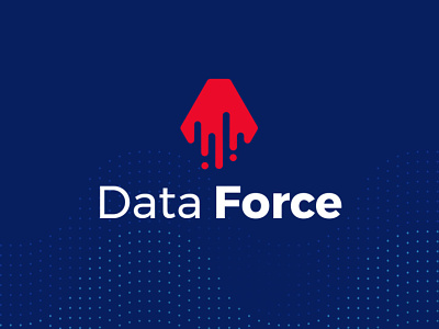 LOGO FOR DATA FORCE branding creative data force it technology logo logo design logotype modern point points red rocket vector