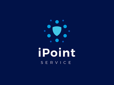 LOGO PRO IPOINT IT COMPANY blue brand branding company data design financial logo logo design modern point protect service shield vector