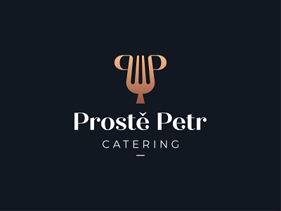 PERSONAL LOGO FOR CATERING COMPANY black brand catering cook food fork gold letter letter p logo logo design luxury modern schef vector