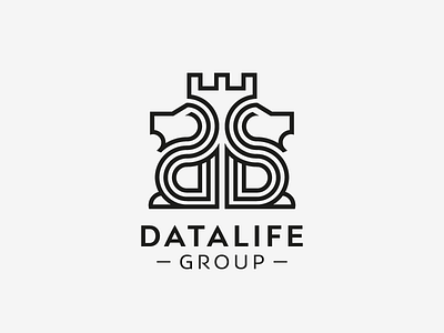 LOGO DATA LIFE - Two lions protect our finances brand branding crown design fitness illustration lion logo logo design protect vector