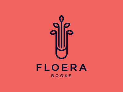 LOGO Floera Books book book store brand creative flower leaf learning line art logo logo design study symbol vector