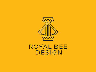 LOGO BEE + COLUMN antic art bee brand branding column creative design fresh geometric line art lineart logo logo design modern royal sculpture vector yellow