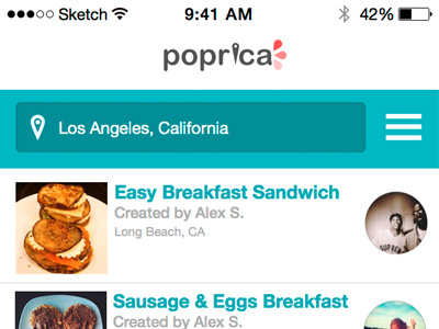 Poprica App app recipe ui