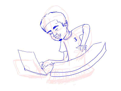 Me, Cartoonified avatar illustration sketch wip