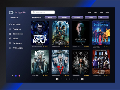 ZedgeHQ Movies App Dashboard app dashboard design typography ui ux