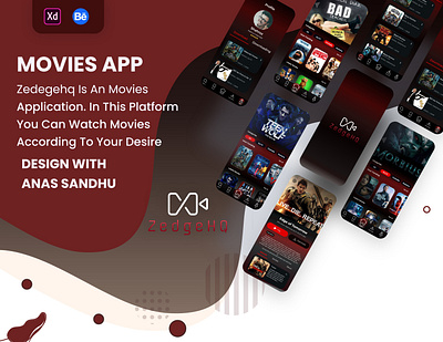 ZedgeHQ Movies Streaming App adobe xd branding design graphic design motion graphics movies streaming ui uiux ux