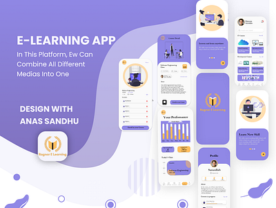 E-Learning App adobe xd app design e learning education illustration typography ui ux